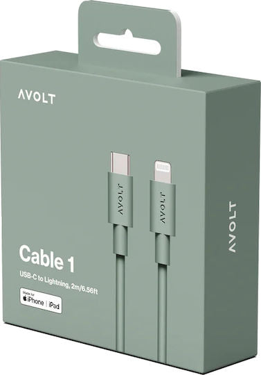 Fast Charging Data Cable USB-C Lightning Apple Avolt 2 Meters Sage