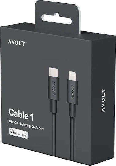 Fast Charging Data Cable USB-C Lightning Apple Avolt 2 Meters Black