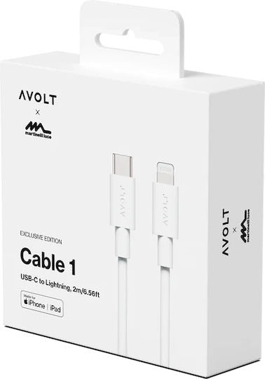 Fast Charging Data Cable USB-C Lightning Apple Avolt X Martinelli Luce 2 Meters White