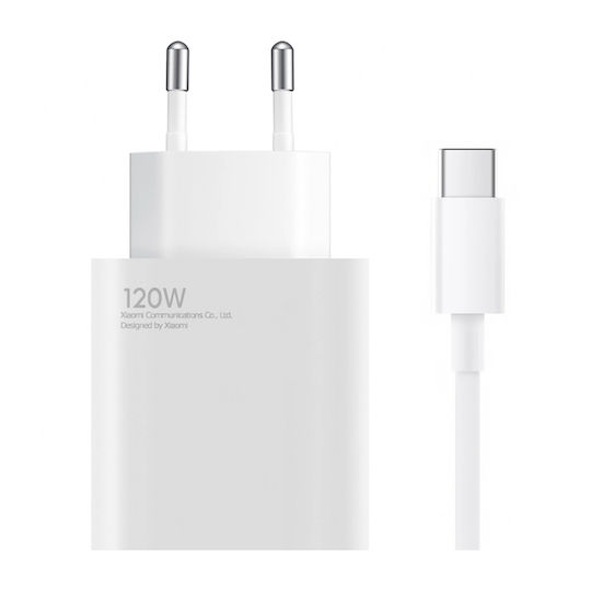 Xiaomi Φορτιστής με Θύρα USB-A και Καλώδιο USB-C 120W Power Delivery Λευκός (HyperCharge Combo)