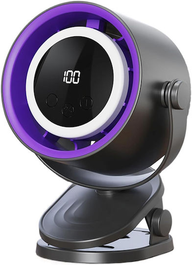 Portable Bladeless Fan Rechargeable USB Battery Touch Display Timer Silent Cooling Desk Wall Fan Black