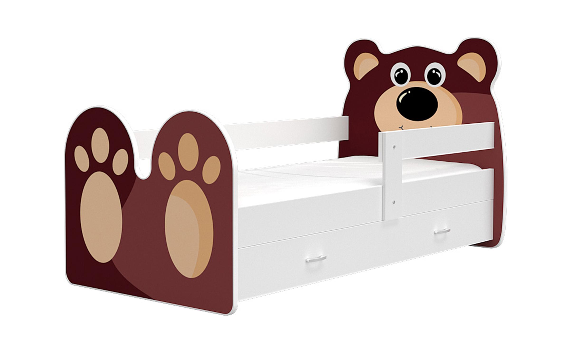 Παιδικό κρεβάτι Bear 80x180 άσπρο + καφέ