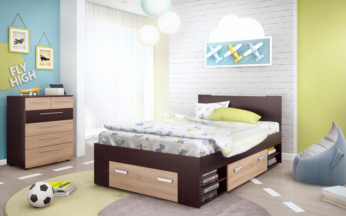 saketi italy - double bed and drawers lucas