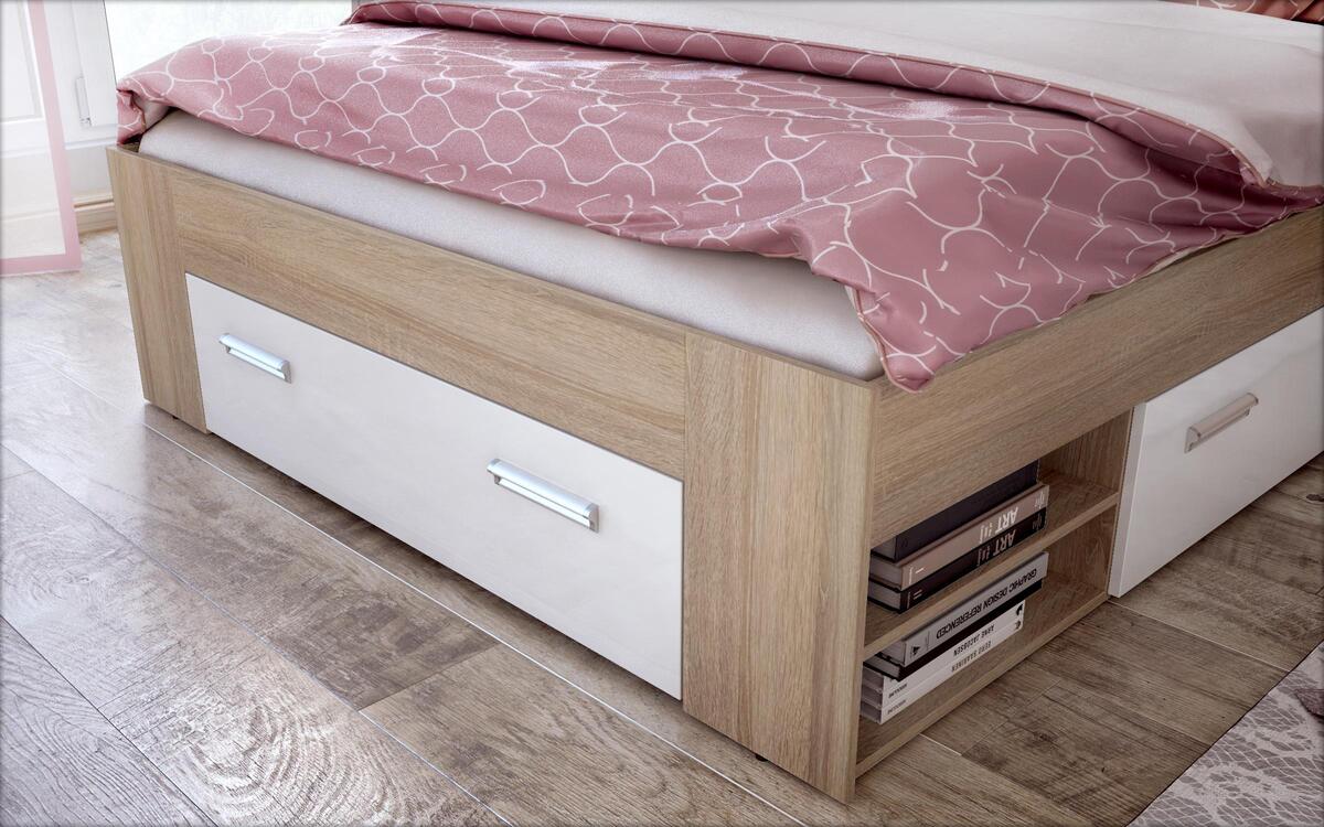 saketi italy - double bed and drawers lucas
