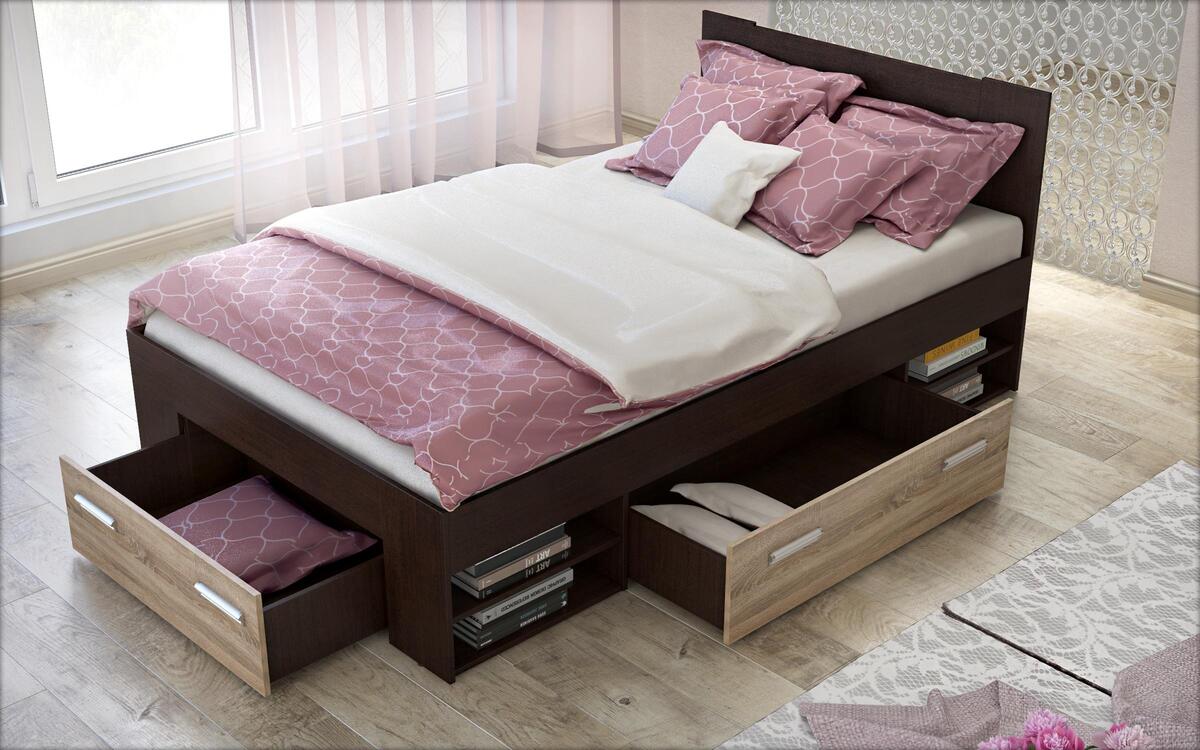saketi italy - semi-double bed and drawers lucas