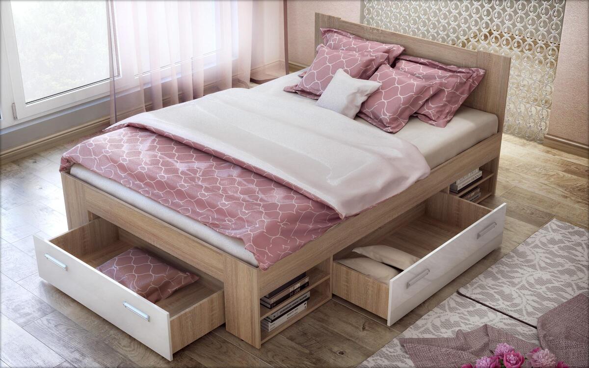 saketi italy - double bed and drawers lucas