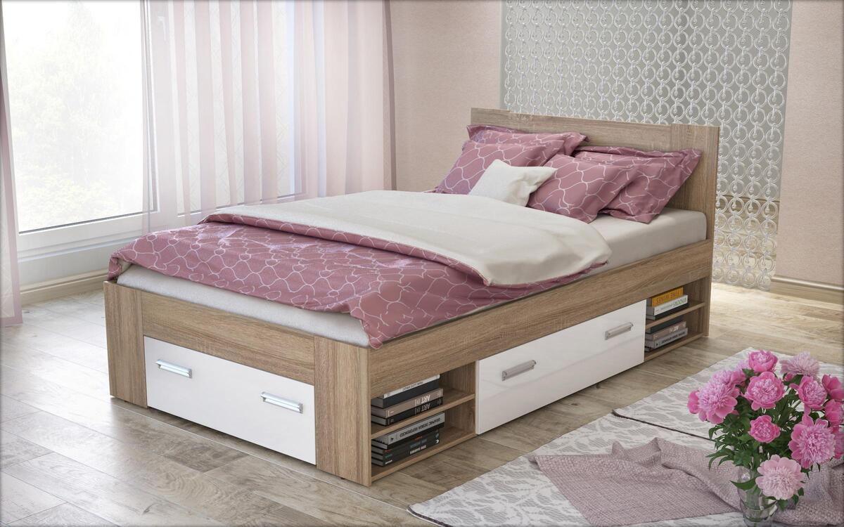 saketi italy - semi-double bed and drawers lucas